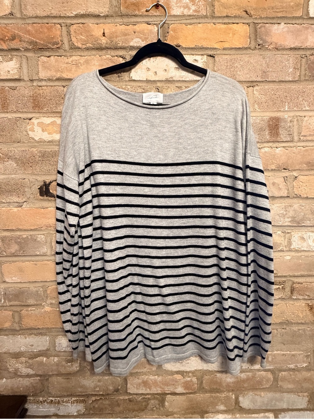 Soma Light Gray and Black Crewneck Sweater